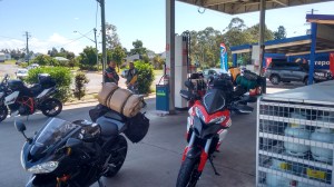 Our first fuel up at Kyogle and meeting the first bunch of riders along the way.